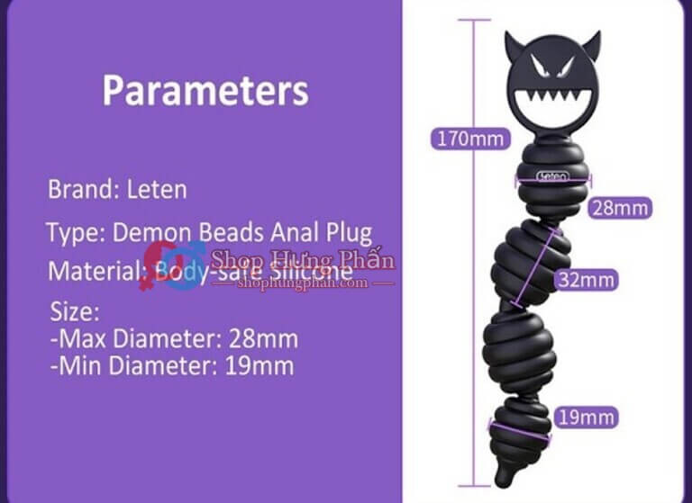 Chuỗi hạt kích thích hậu môn Leten Devil Anal Bead được thiết kế kích thước hợp lý, hỗ trợ người dùng tốt nhất