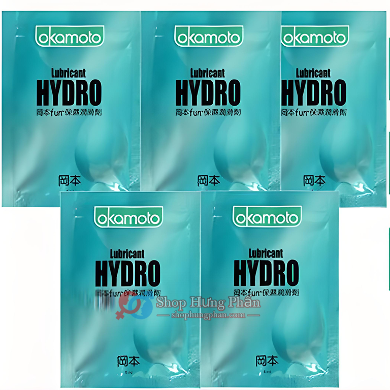 Bộ 5 gói Okamoto Lubricant Hydro chính hãng gốc nước dễ sử dụng, có tính thẩm thấu nhanh vào da